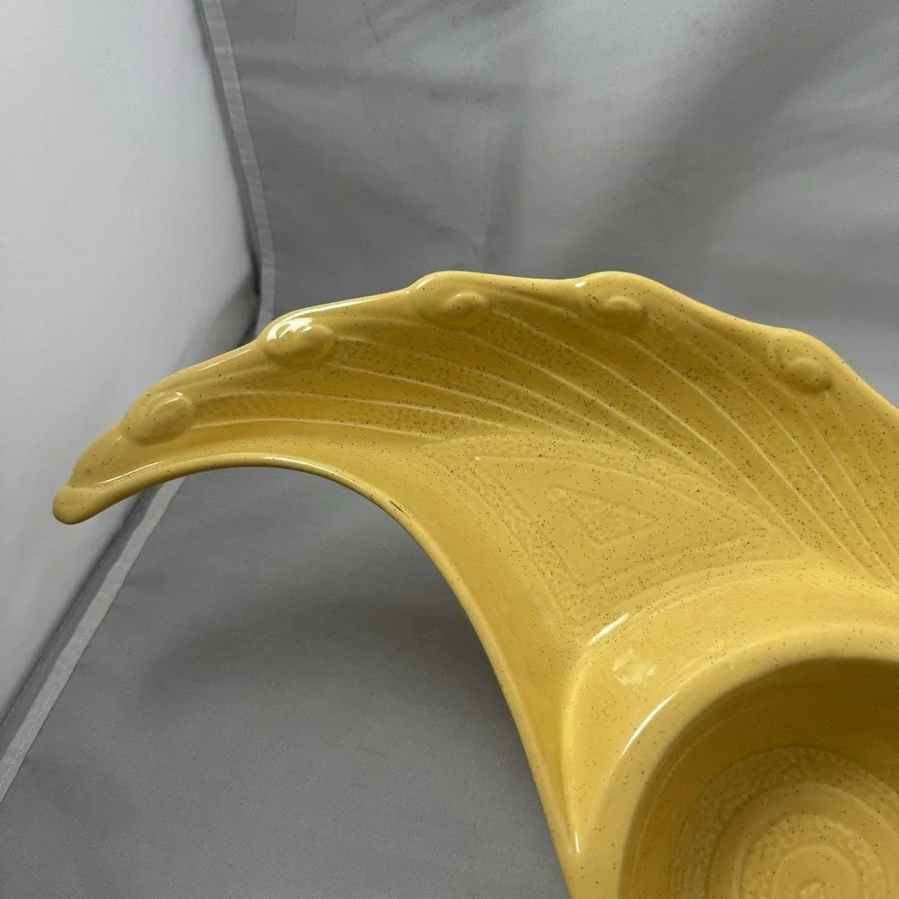 MCM California Pottery WINGS Appetizer Set Chip & Dip Yellow with Brown‎ Specks
